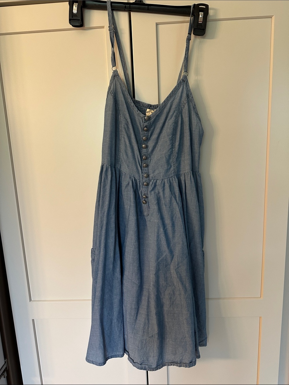 Light Blue Chambray Button-Front Sundress